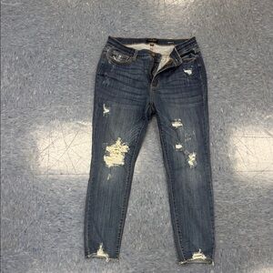 Judy Blue Distressed Skinny Jeans - Dark Blue